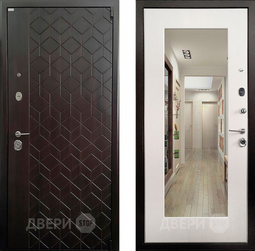 Входная металлическая Дверь Ратибор Квант зеркало 3К Лиственница в Черноголовке
