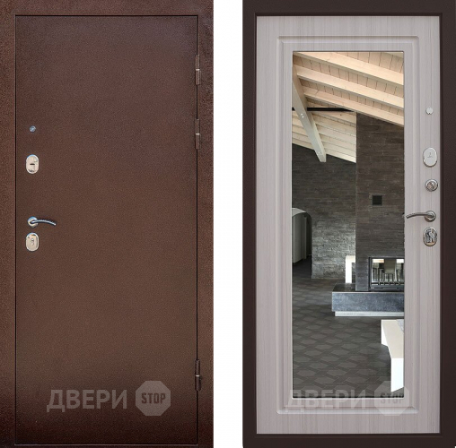 Входная металлическая Дверь Снедо Сити Эш Вайт с зеркалом в Черноголовке