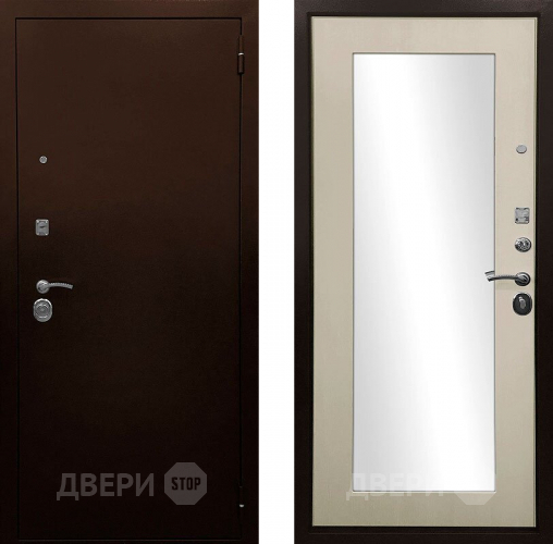 Входная металлическая Дверь Ратибор Оптима 3К зеркало Лиственница беж в Черноголовке