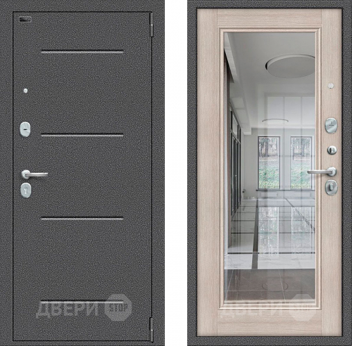 Входная металлическая Дверь Bravo Porta S-2 104/П61 с зеркалом Капучино в Черноголовке