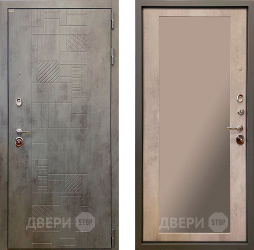 Дверь Ратибор Тетрис 3К с зеркалом Бетон светлый в Черноголовке