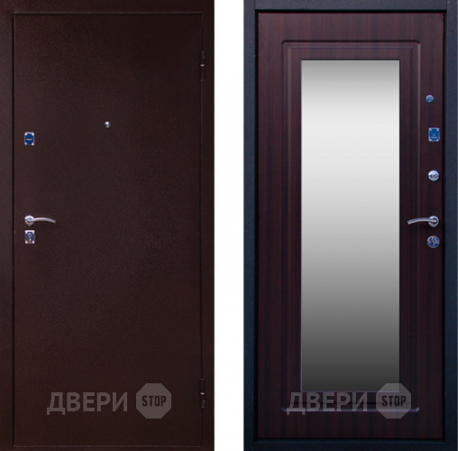 Входная металлическая Дверь СТОП Медь ЗЕРКАЛО Венге в Черноголовке