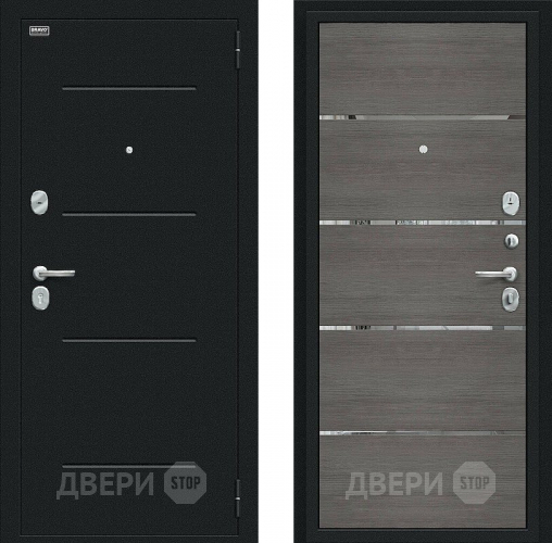 Входная металлическая Дверь Bravo Лайн Букле черное/Grey Veralinga в Черноголовке