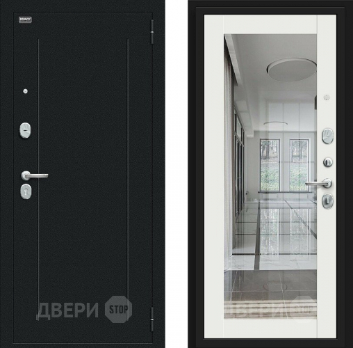 Входная металлическая Дверь Bravo Флэш Букле черное/Off-white в Черноголовке