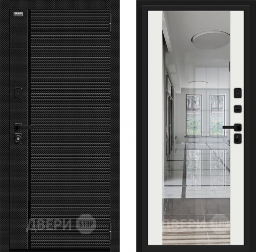 Входная металлическая Дверь Bravo Лайнер-3 Black Carbon/Off-white в Черноголовке