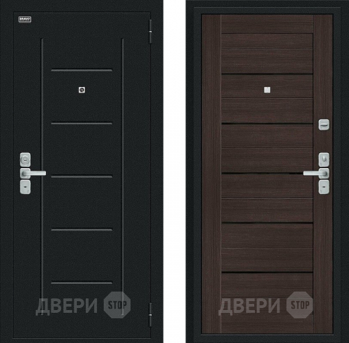 Входная металлическая Дверь Bravo Райт Букле черное/Wenge Veralinga в Черноголовке
