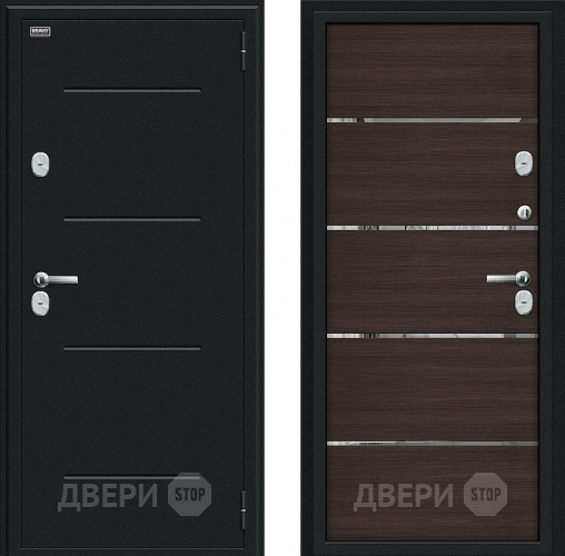 Входная металлическая Дверь Bravo Thermo Лайн Букле черное/Wenge Veralinga в Черноголовке