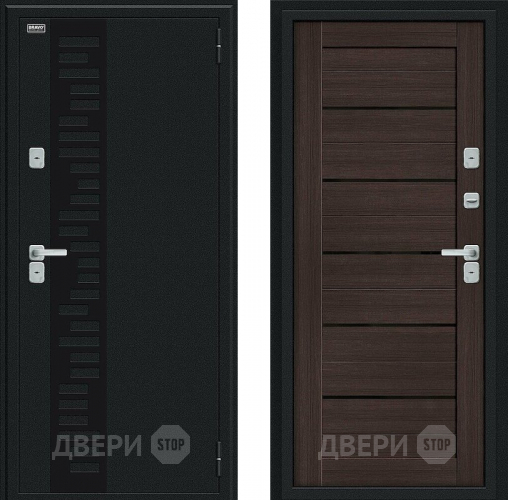 Входная металлическая Дверь Bravo Thermo Техно Декор Букле черное/Wenge Veralinga в Черноголовке
