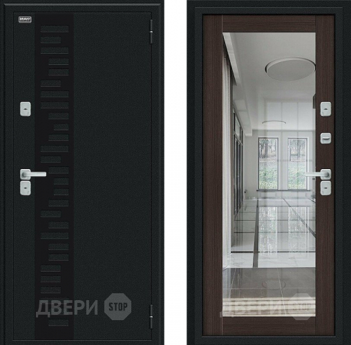 Входная металлическая Дверь Bravo Thermo Флэш Декор Букле черное/Wenge Veralinga в Черноголовке