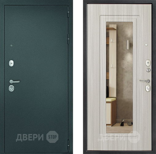 Входная металлическая Дверь Дверной Континент Рубикон Серебро Зеркало Сандал в Черноголовке
