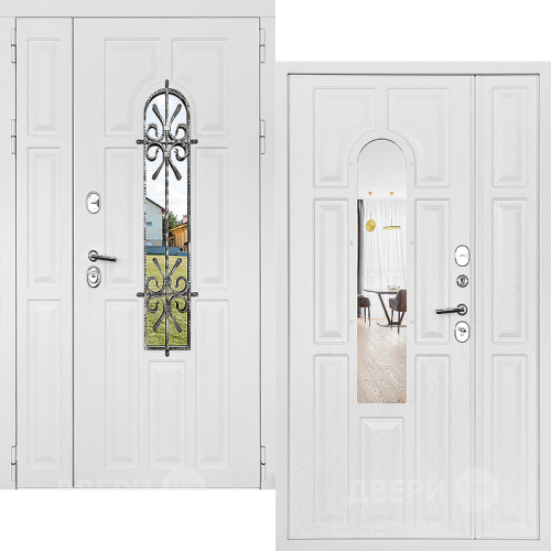 Входная металлическая Дверь Дверной Континент Лион Двустворчатая Белая в Черноголовке