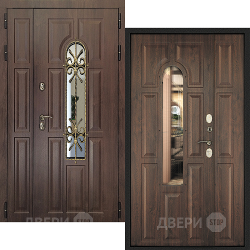 Входная металлическая Дверь Дверной Континент Лион Двустворчатая Темный орех в Черноголовке