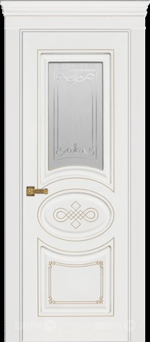 Межкомнатная дверь Дверь Премьер ДО, белая эмаль, патина золото, мателюкс с фрезеровкой в Черноголовке