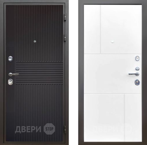 Входная металлическая Дверь Шелтер (SHELTER) Комфорт Черная шагрень 8 Белый матовый в Черноголовке