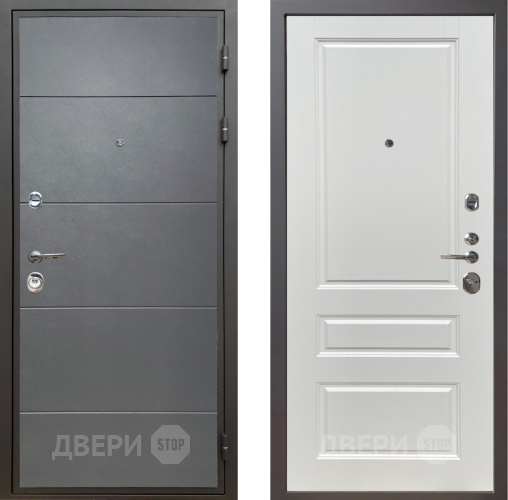 Входная металлическая Дверь Шелтер (SHELTER) Комфорт Лофт графит 1 Белый ясень в Черноголовке