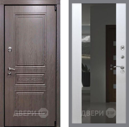 Входная металлическая Дверь Рекс (REX) Пренмиум-S СБ-16 Зеркало Белый ясень в Черноголовке