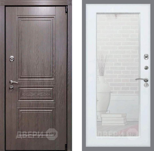 Входная металлическая Дверь Рекс (REX) Пренмиум-S Зеркало Пастораль Силк Сноу в Черноголовке