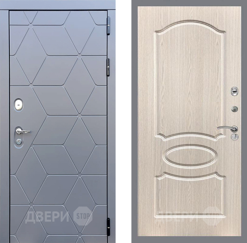 Входная металлическая Дверь Стоп КОСМО ФЛ-128 Беленый дуб в Черноголовке