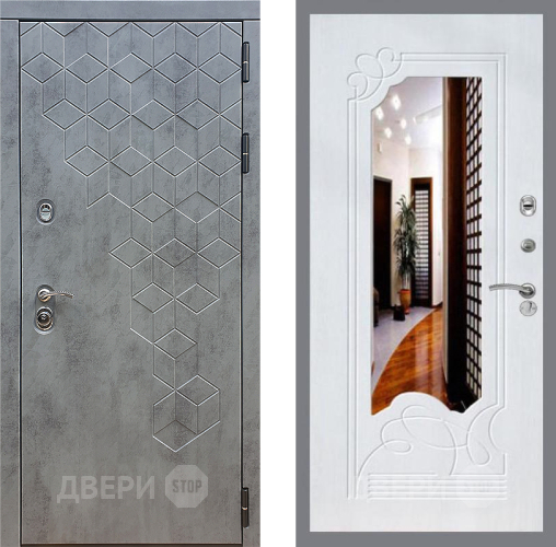 Входная металлическая Дверь Стоп БЕТОН ЗкркалоФЛ-147 Ясень белый в Черноголовке