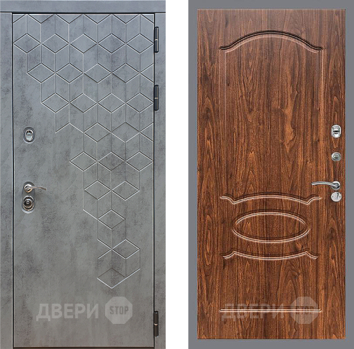 Входная металлическая Дверь Стоп БЕТОН ФЛ-128 орех тисненый в Черноголовке