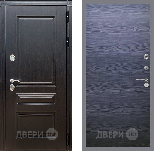 Входная металлическая Дверь Стоп МЕГАПОЛИС Гладкая Дуб тангенальный черный в Черноголовке