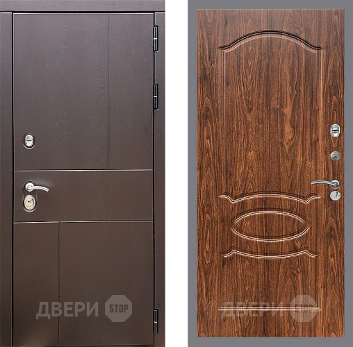 Входная металлическая Дверь Стоп УРБАН ФЛ-128 орех тисненый в Черноголовке
