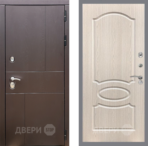 Входная металлическая Дверь Стоп УРБАН ФЛ-128 Беленый дуб в Черноголовке