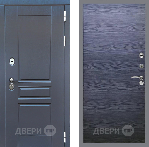 Входная металлическая Дверь Стоп ПЛАТИНУМ Гладкая Дуб тангенальный черный в Черноголовке
