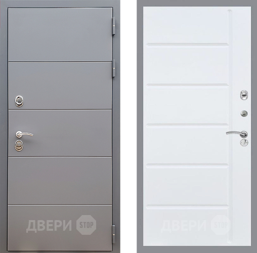 Входная металлическая Дверь Стоп АРТ ГРАФИТ ФЛ-102 Белый ясень в Черноголовке