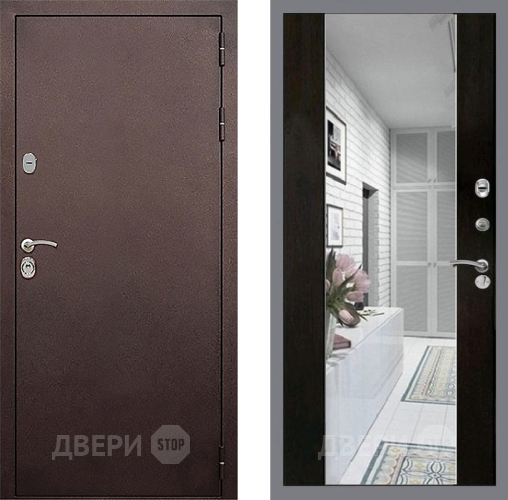 Входная металлическая Дверь Стоп КЛАССИК Медь Зеркало СБ-16 Венге в Черноголовке