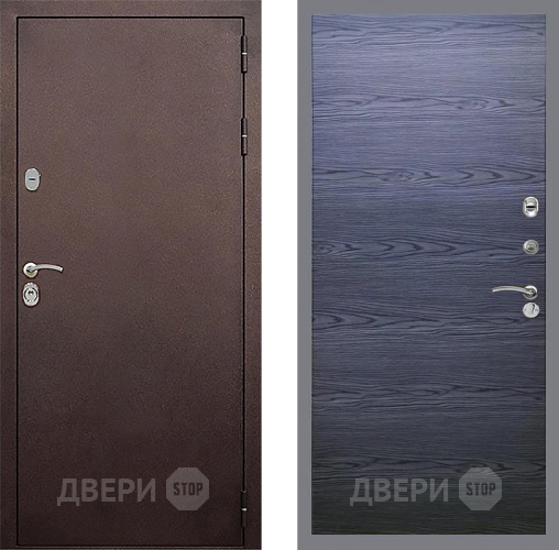 Входная металлическая Дверь Стоп КЛАССИК Медь Гладкая Дуб тангенальный черный в Черноголовке