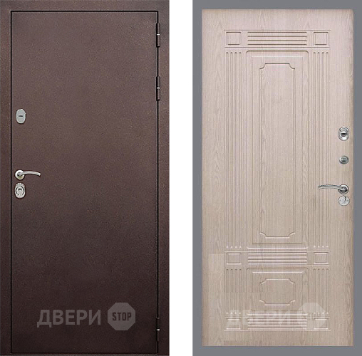 Входная металлическая Дверь Стоп КЛАССИК Медь ФЛ-2 Беленый дуб в Черноголовке