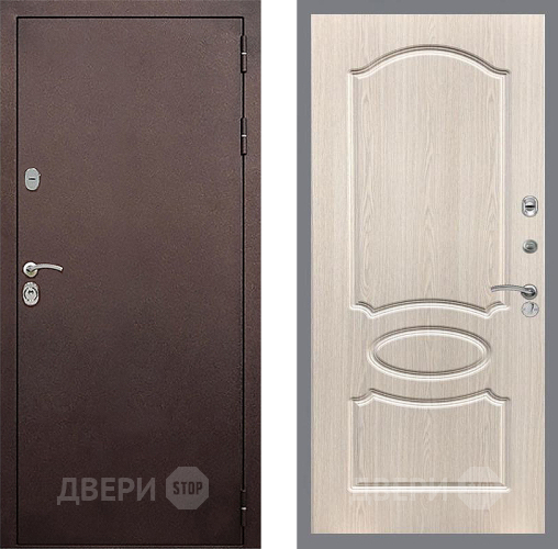 Входная металлическая Дверь Стоп КЛАССИК Медь ФЛ-128 Беленый дуб в Черноголовке