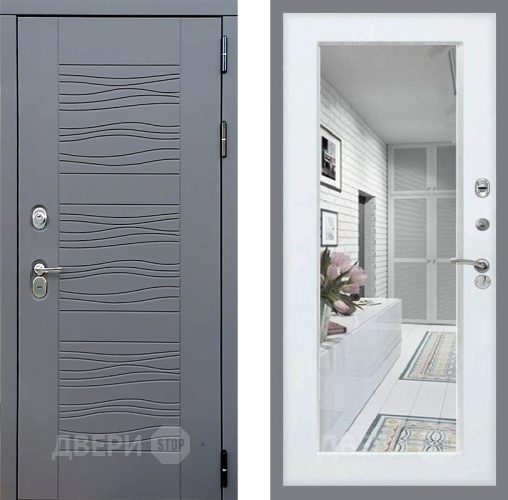 Входная металлическая Дверь Стоп СКАНДИ Зеркало Белый ясень в Черноголовке
