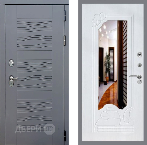 Входная металлическая Дверь Стоп СКАНДИ ЗкркалоФЛ-147 Ясень белый в Черноголовке