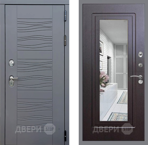 Входная металлическая Дверь Стоп СКАНДИ Зеркало ФЛ-120 Венге в Черноголовке