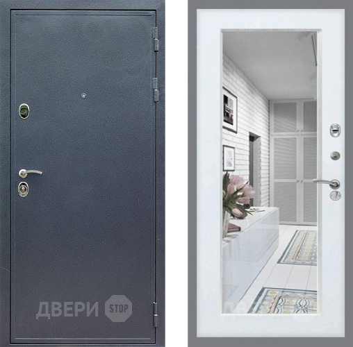 Входная металлическая Дверь Стоп СИЛЬВЕР Зеркало Белый ясень в Черноголовке