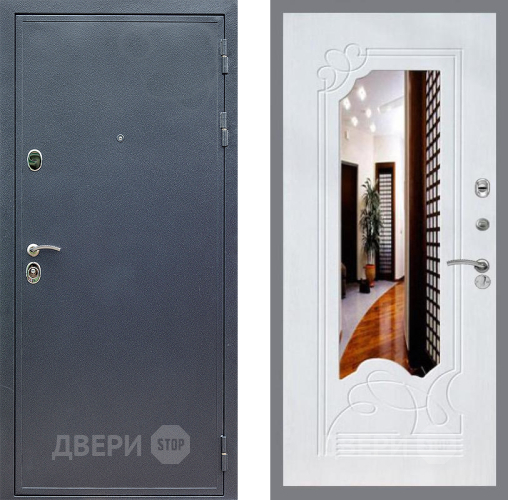 Входная металлическая Дверь Стоп СИЛЬВЕР ЗкркалоФЛ-147 Ясень белый в Черноголовке