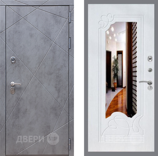 Входная металлическая Дверь Стоп Лучи ЗкркалоФЛ-147 Ясень белый в Черноголовке
