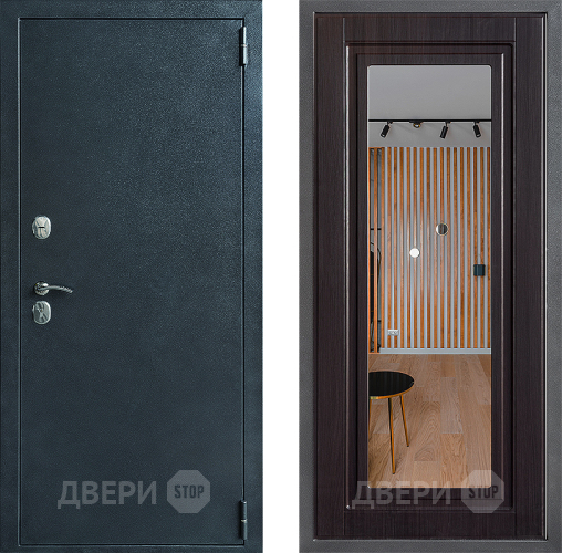 Входная металлическая Дверь Дверной континент ДК-70 Дизайн ФЛЗ Зеркало Венге в Черноголовке