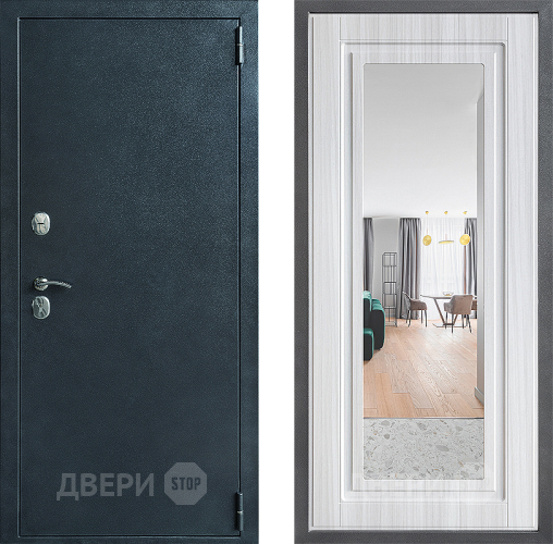 Входная металлическая Дверь Дверной континент ДК-70 Дизайн ФЛЗ Зеркало Сандал белый в Черноголовке