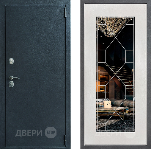 Дверь Дверной континент ДК-70 Дизайн ФЛ-Тиффани Зеркало Белое дерево в Черноголовке