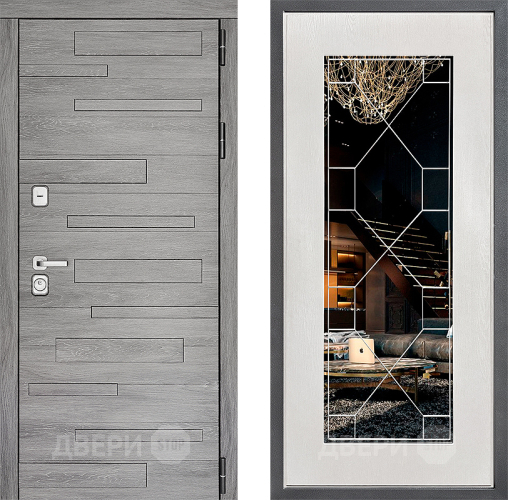 Входная металлическая Дверь Дверной континент ДК-10 ФЛ-Тиффани Зеркало Белое дерево в Черноголовке
