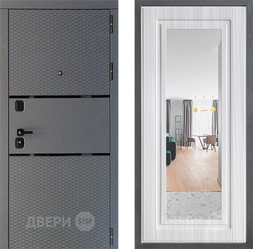 Входная металлическая Дверь Дверной континент Диамант Дизайн ФЛЗ Зеркало Сандал белый в Черноголовке