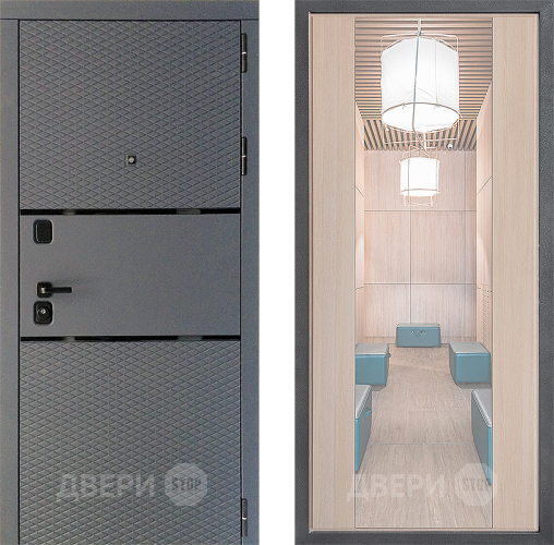 Входная металлическая Дверь Дверной континент Диамант Дизайн ФЛЗ-1 Зеркало Капучино в Черноголовке