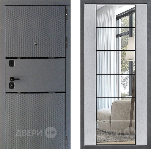 Входная металлическая Дверь Дверной континент Диамант Дизайн ФЛЗ-2 Зеркало Бетон светлый в Черноголовке