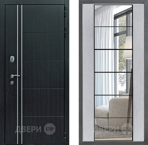 Входная металлическая Дверь Дверной континент Теплолюкс Дизайн ФЛЗ-2 Зеркало Бетон светлый в Черноголовке