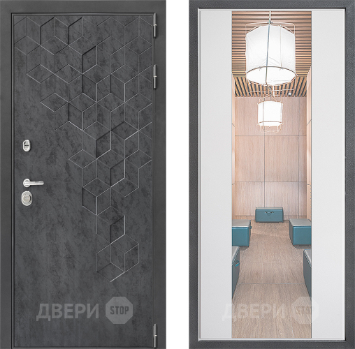 Входная металлическая Дверь Дверной континент ДК-3/713 ФЛЗ-1 Зеркало Белый софт в Черноголовке