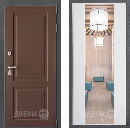 Входная металлическая Дверь Дверной континент ДК-3/729 ФЛЗ-1 Зеркало Белый софт в Черноголовке
