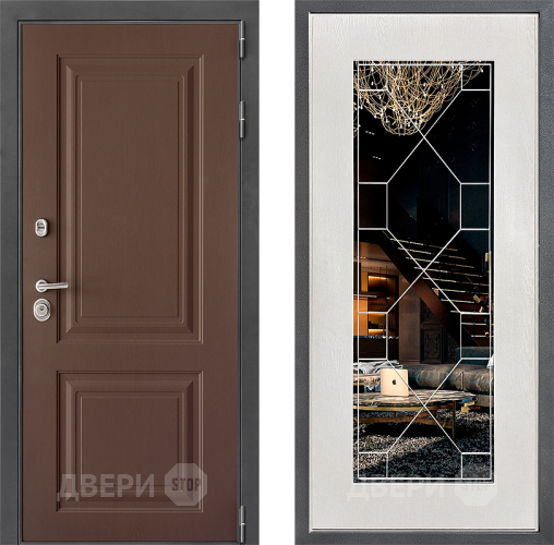 Дверь Дверной континент ДК-3/729 ФЛ-Тиффани Зеркало Белое дерево в Черноголовке